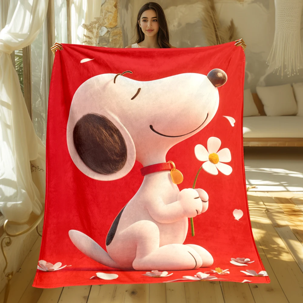 thumbnail image 1 of Manta con estampado de dibujos animados lindo Snoopy de MINISO. Franela cálida y cómoda, dormitorio, sofá, cama, silla, regalo, picnics, viajes, campamento, mantas., 1 of 5