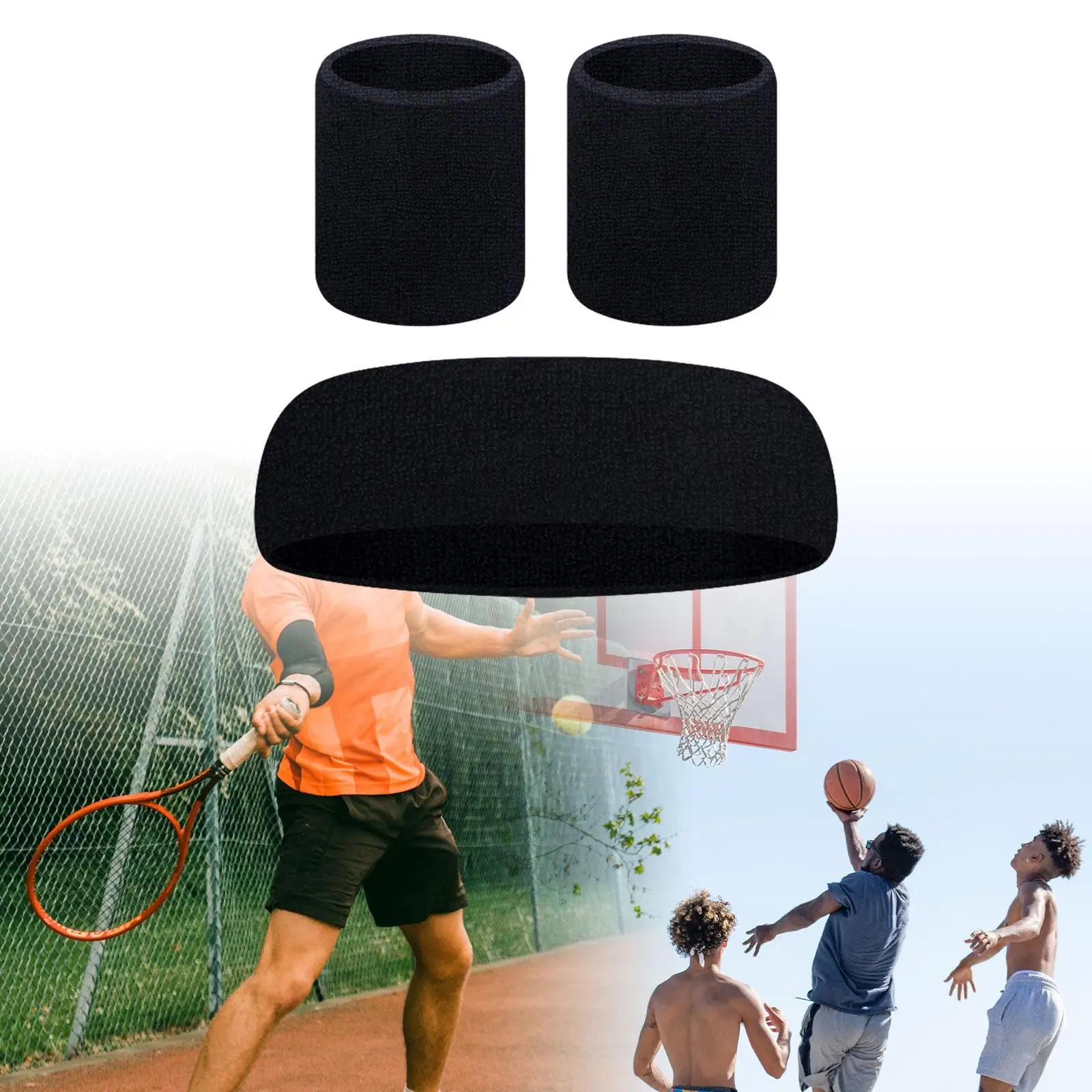 Headband Wristband Anti Slip Stretchy Soft Elastic Sweatband for Men Women for Yoga Pilates Mountaineering Training Basketball