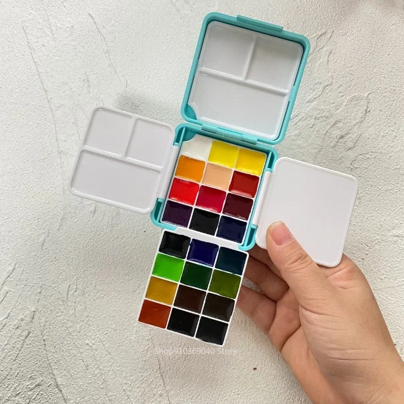 Portable Travel Watercolor Palette with Palette and Bucket Foldable Student Outing Sketching Painting Art Supplies