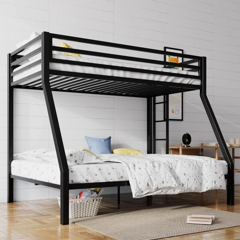 

SHA CERLIN Metal Bunk Bed Twin Over Full Size with Removable Stairs, Heavy Duty Sturdy Frame with 12" Under-Bed Storage for Teen