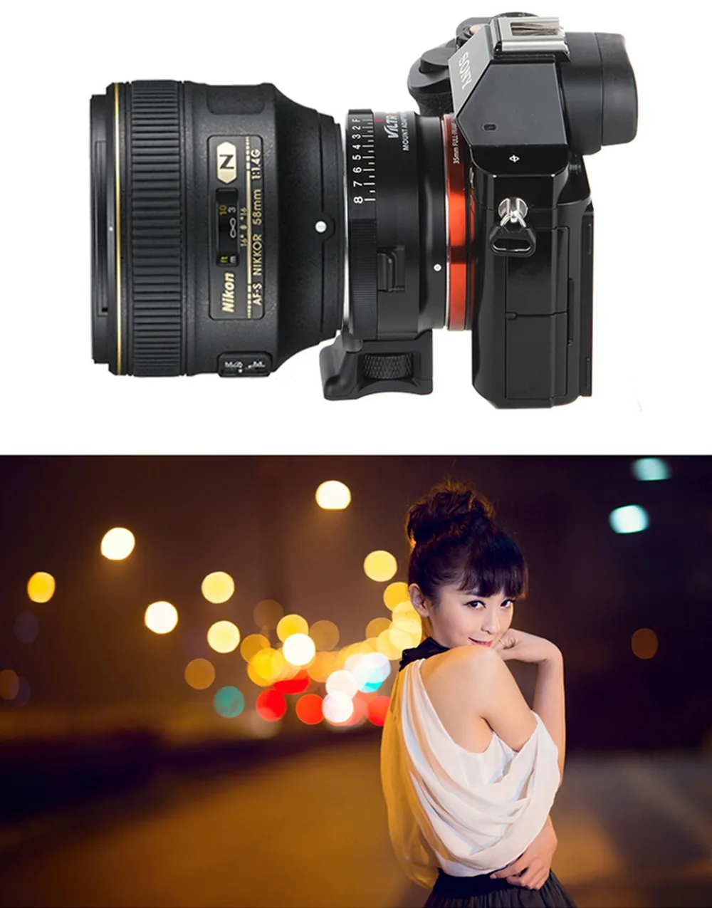 VILTROX NF-NEX Mount Adapter Ring for Nikon F and G Lens to Sony E Mount Camera