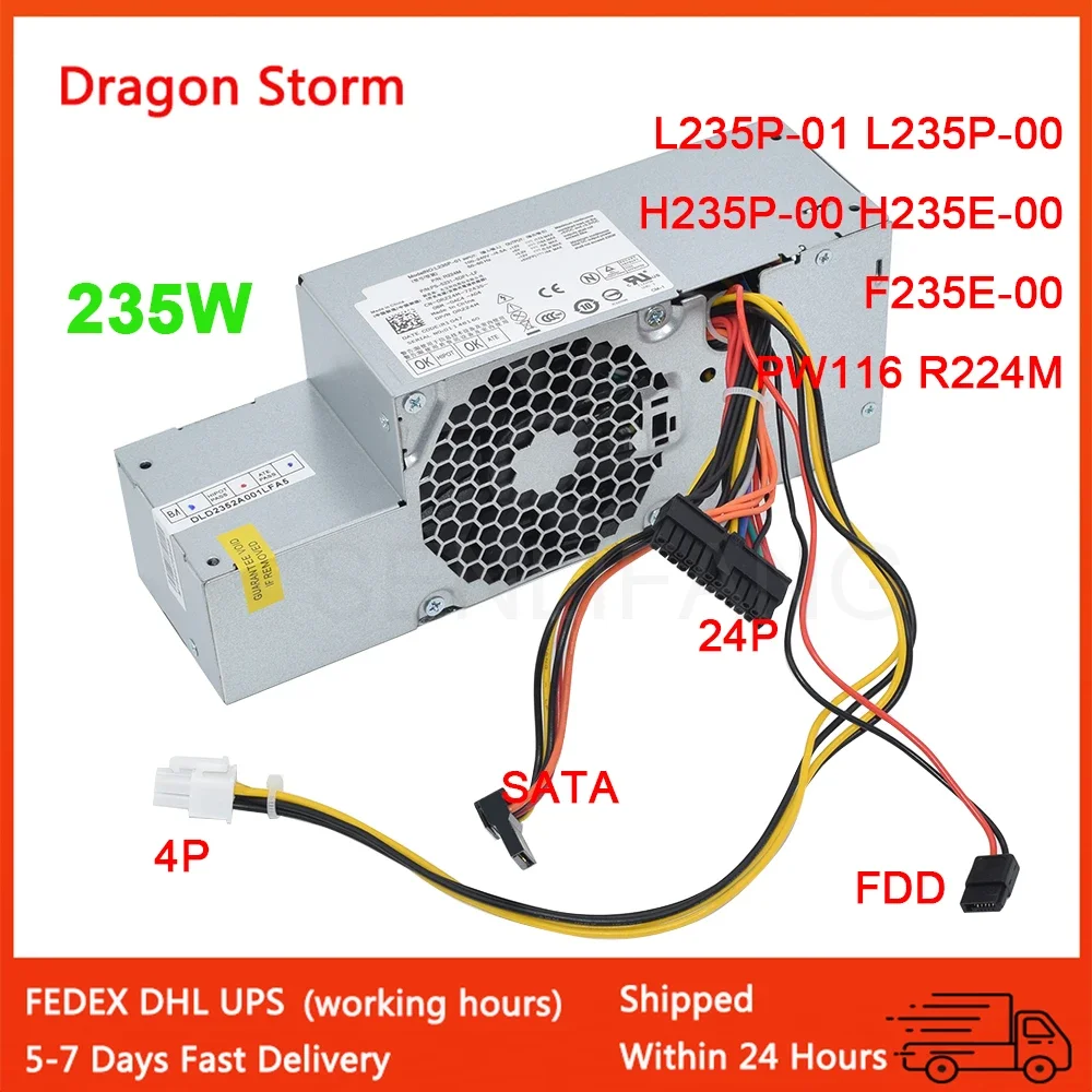para Dell Optiplex 760 780 960 s 580 980 Sff 235w Psu L235p01 H235p-00 H235e-00 F235e-00 Ac235as-00 D235es-00 R224m Pw116 Novo