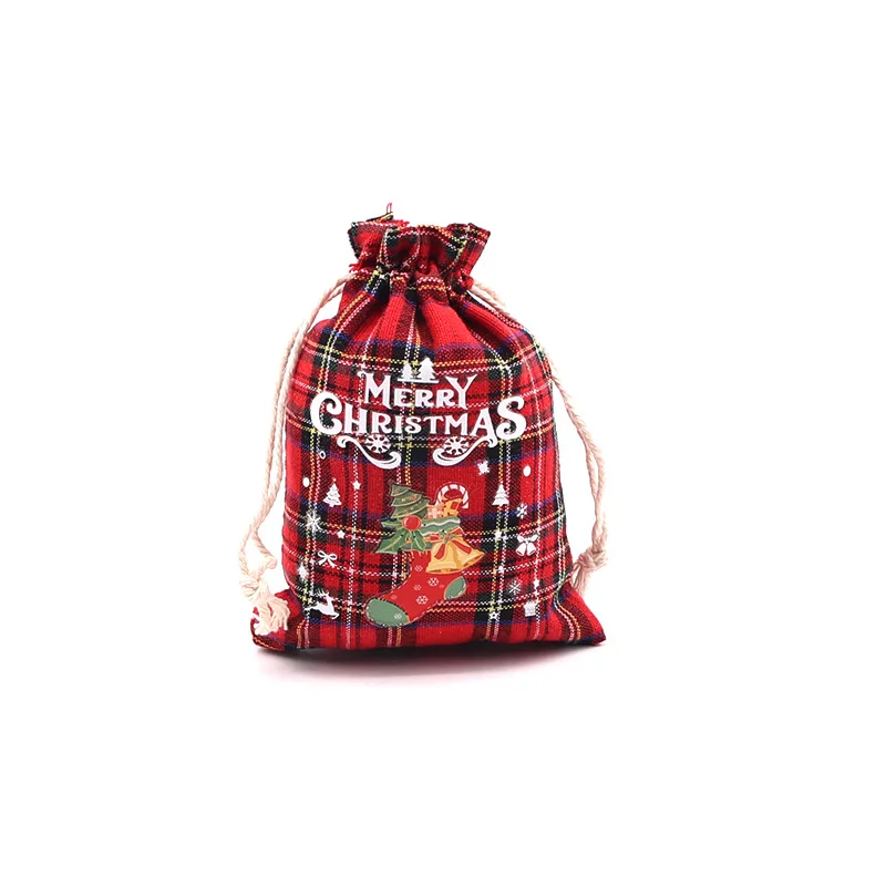 1PC Christmas Gift Bags Small Candy Gift Bag Xmas Drawstring Pouch Party Favor Bags Christmas Party Supplies gift bags christmas gift bags christmas candy packaging