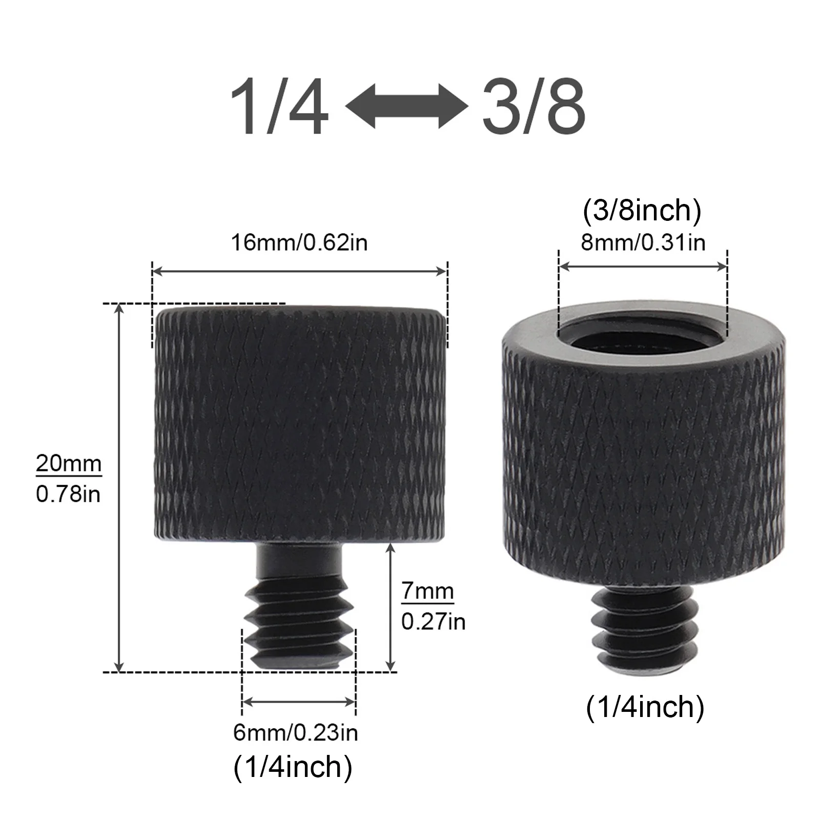 1/4-Inch Male to 3/8-Inch Female Precision Screw Adapter for Tripod Accessories Holder Camera Mount Bracket Mount Screw