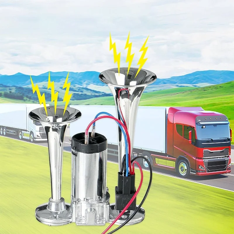 Motorcycle equipped with whistle horn replacement 12 volt 600 dB, truck ship universal speaker