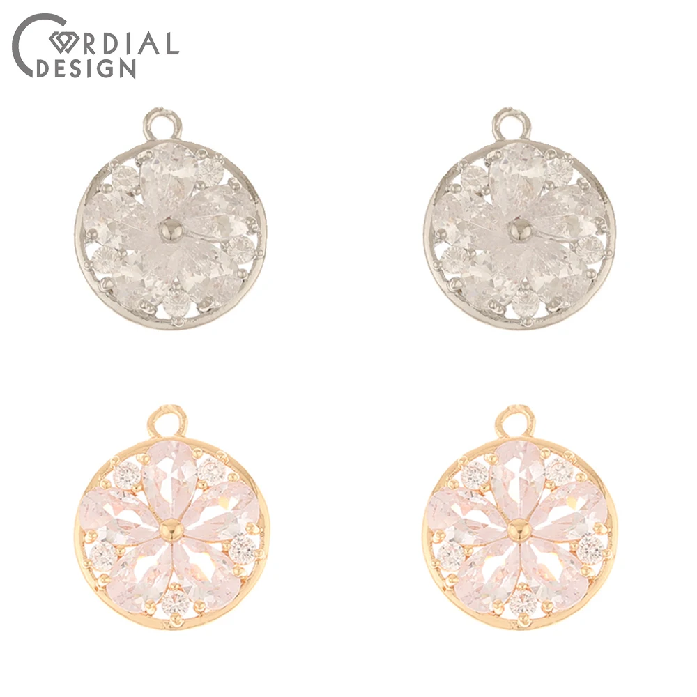 Cordial Design 50Pcs 14*17MM CZ Charms/DIY Earrings Making/Jewelry Accessories/Hand Made/Jewelry Findings & Components/Pendant - cordial