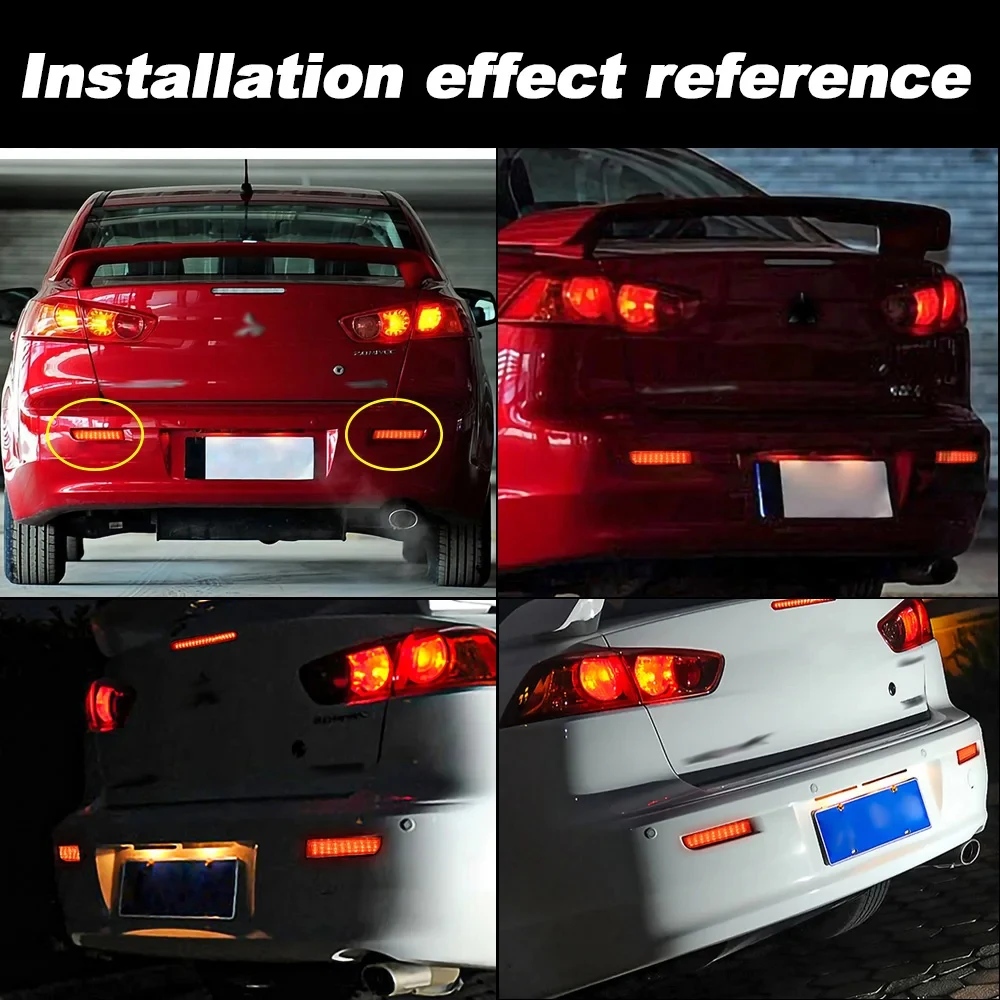 Smoked LED Bumper Reflector / Brake / Tail / Turn Light For Mitsubishi Lancer Evo X – 3-in-1