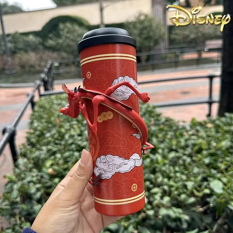 

Original Disney 400ml Hot New Year Mushu Dragon Series Thermo Bottle Cup Thermos For Tea Coffee Mug Portable Water Festival Gift