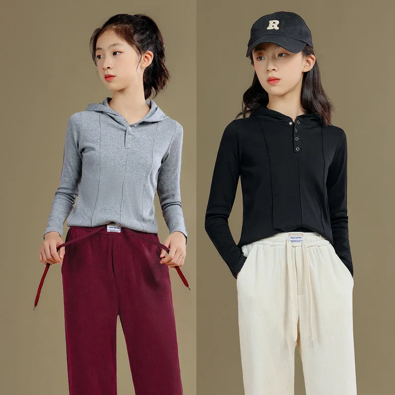 

Топ для маленьких девочек, футболка для девочек, осень 2024, новинка, корейские детские толстовки, Стильные топы для маленьких девочек с большим дизайном, модные топы