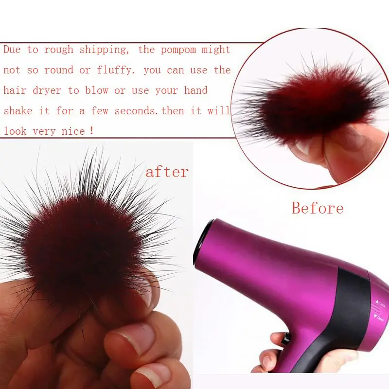 Bowknot Mink Fur Pompoms 28mm*68mm Fluffy Soft Pompones Diy Pompons Keychain Hair Decor Sewing Craft Supplies Gift Wholesale