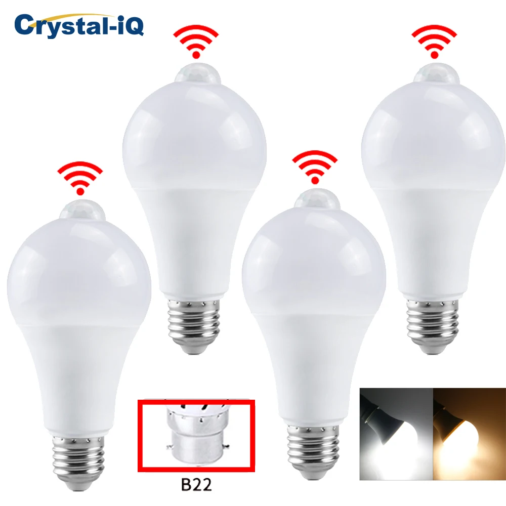 B22 PIR LED Light Bulb E27 Motion Sensor Bulbs12W 15W 18W 20W LED Lamp