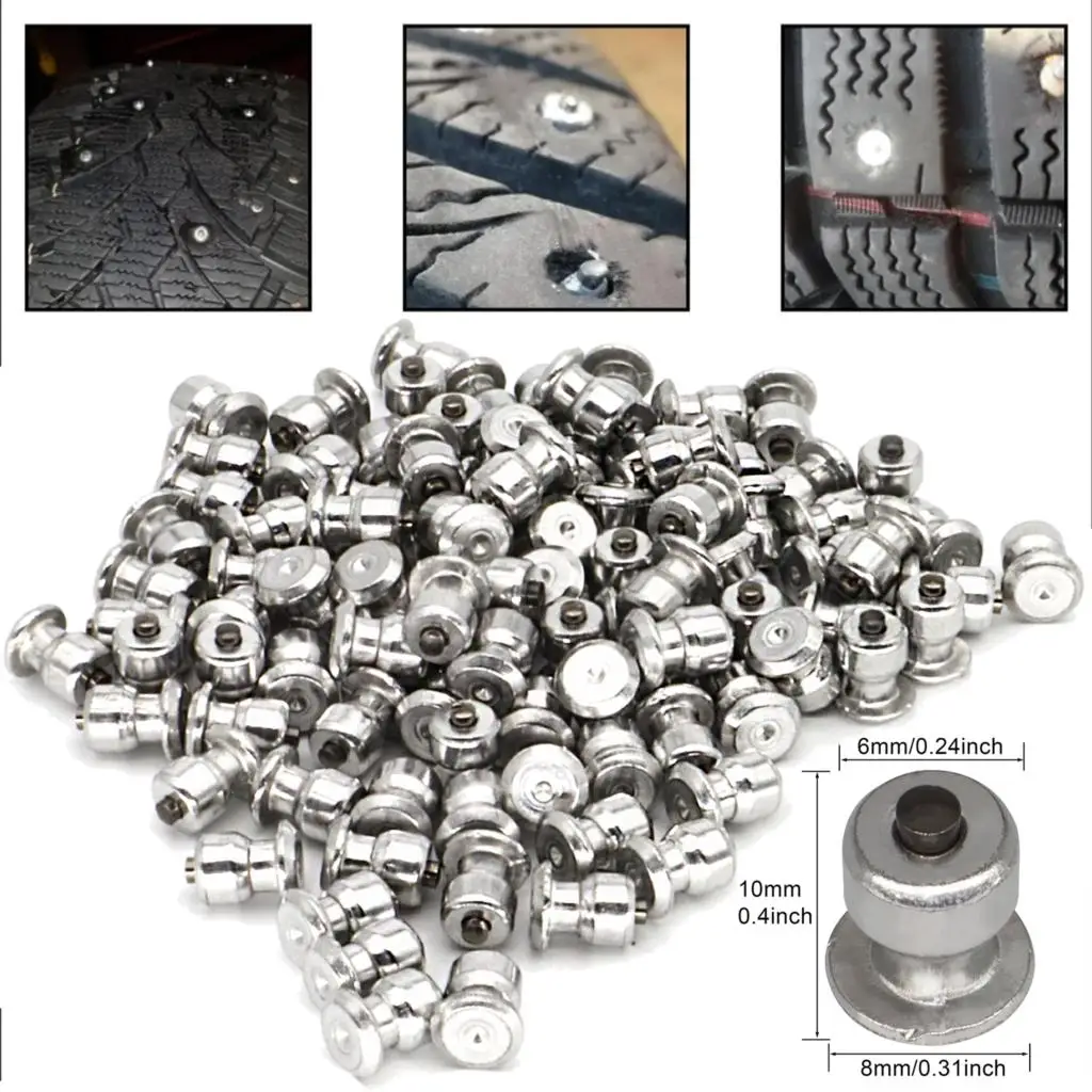 

8x10mm Spikes Tires Studs Screw Winter Snow Chains Wheel Lugs Ice Guard For Car Truck SUV Motorcycle Accessories Pack of 100