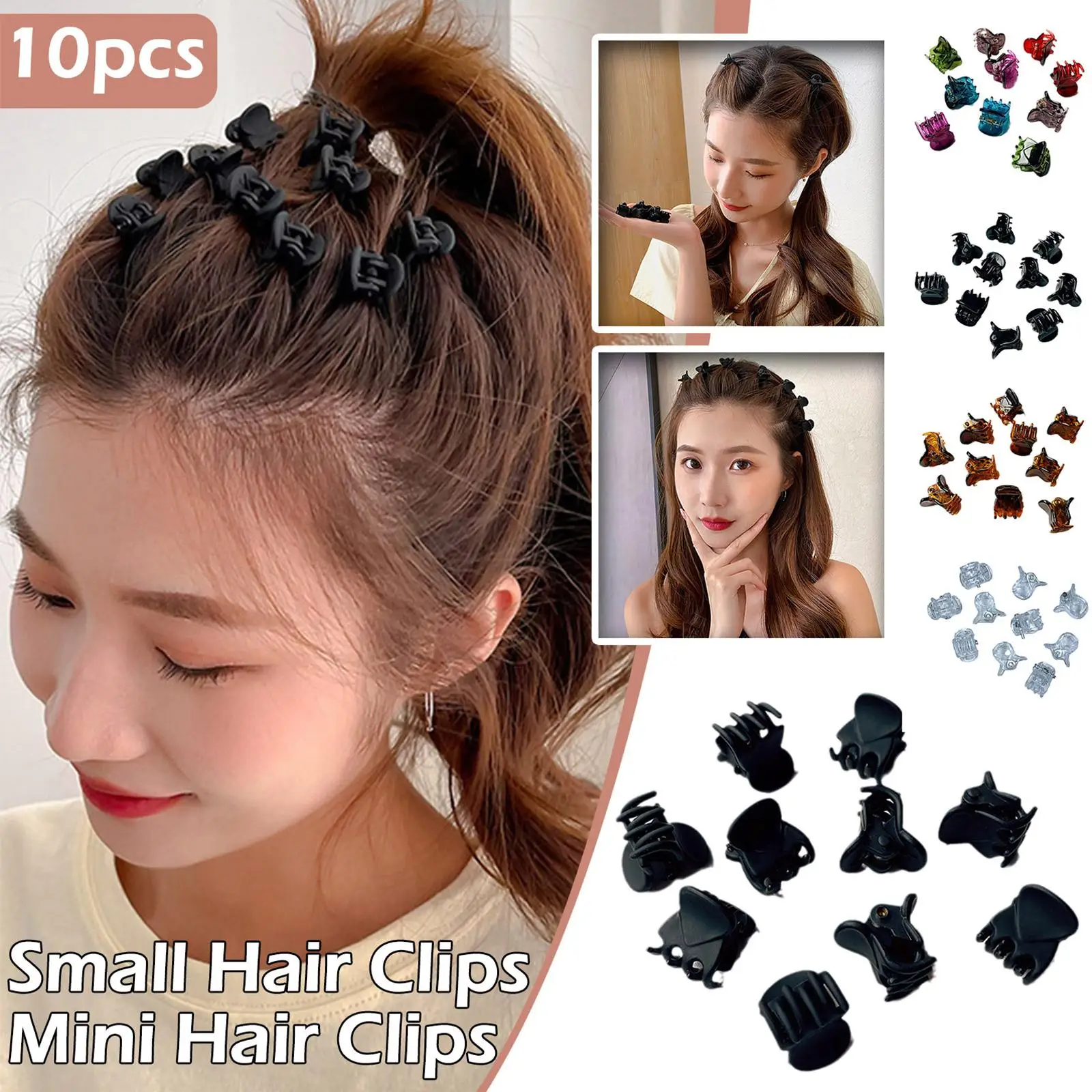 

10pcs Mini Hair Claw Clips for Women Girls Cute Hair Crab Duckbill Clip Kids Plastic Hair Clamp Barrettes Ladies Fashion Ha Q6G2