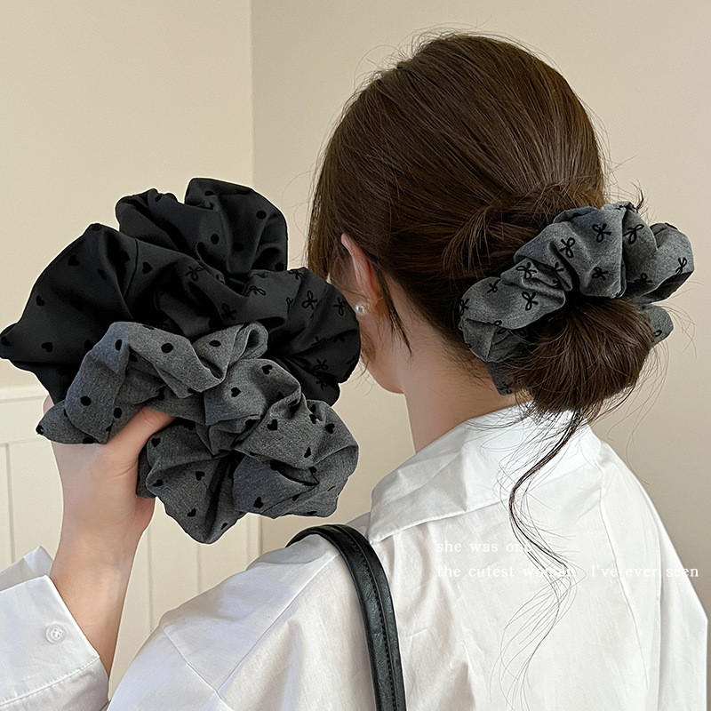  1/2/6pcs Korean Large Intestine Ring Baby Headpiece Classic Bow Wave Dot Printed Hair Ring with Elasticity for Daily Use 