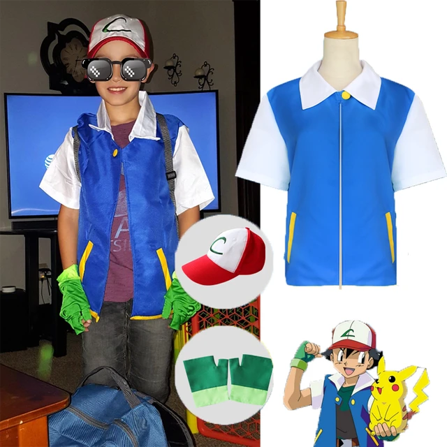 Costume de Cosplay Pokémon pour Enfant et Adulte, Veste Bleue, Chapeau,  Gants, Ensembles Pokeball, Sweat à Capuche, Entraîneur de ix - AliExpress