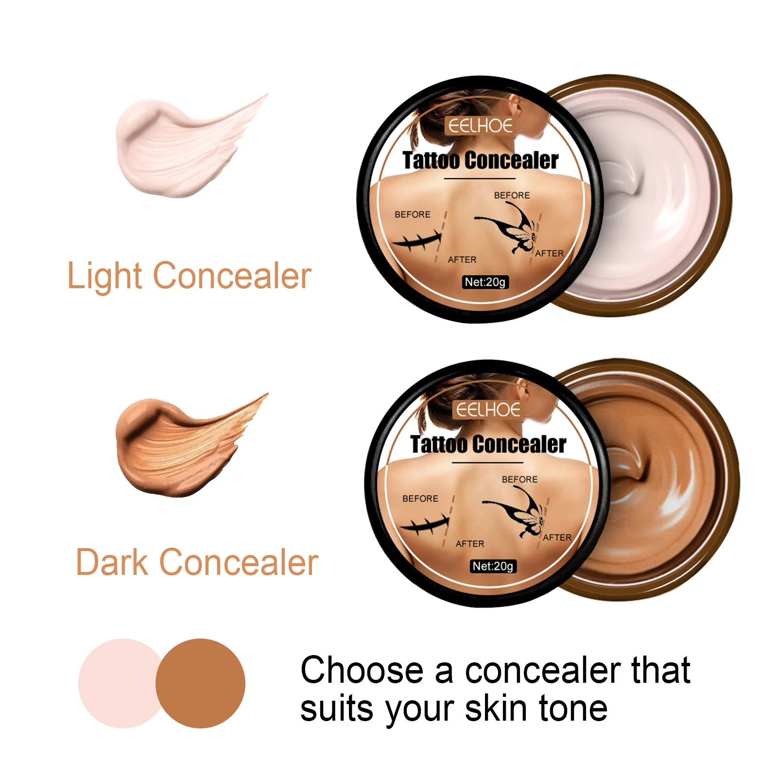 Tattoo Concealer Excellent Full Coverage Concealer Makeup For Acnes 20ml Tattoo Cover-Up Makeup Use On Body For Legs For Men And 4