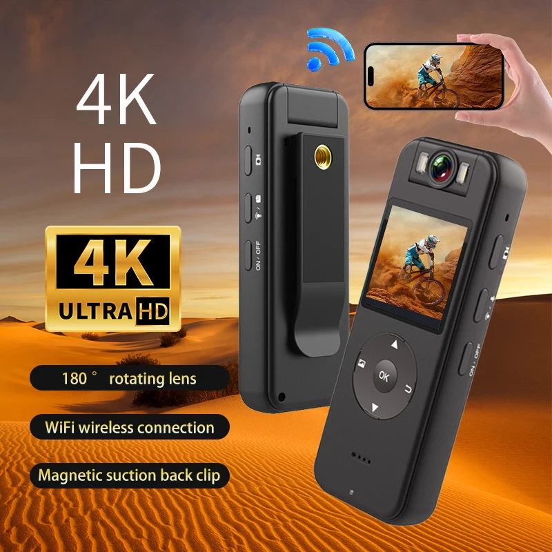 Камера 4K ультра высокой четкости, беспроводная точка доступа Wi-Fi, записывающее устройство правоохранительных органов, рекордер для езды на мотоцикле, миниатюрная Спортивная камера