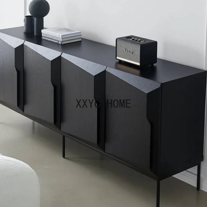 Solid Wood Black Display Cabinet Entrance Bar Coffee Living Room Sideboard Shelf Headboards Credenza Furniture Lounge et AA