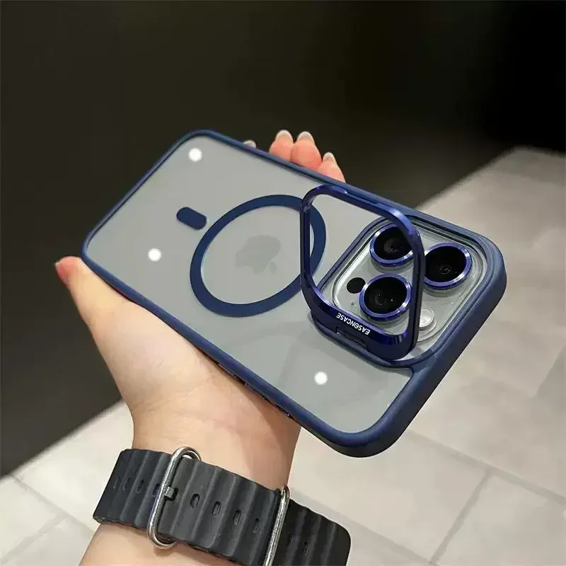 MagSafe Magnetic Lens Protection Phone Case with Transparent Metal Ring Cover