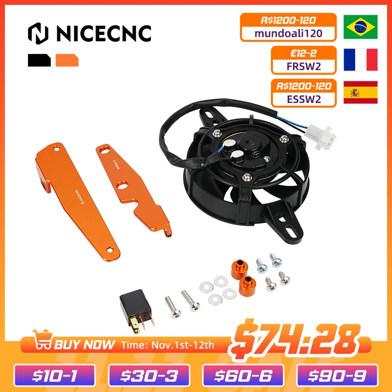 NiceCNC Motorcycle Electric Radiator Cooling Fan Set for KTM 125 200
