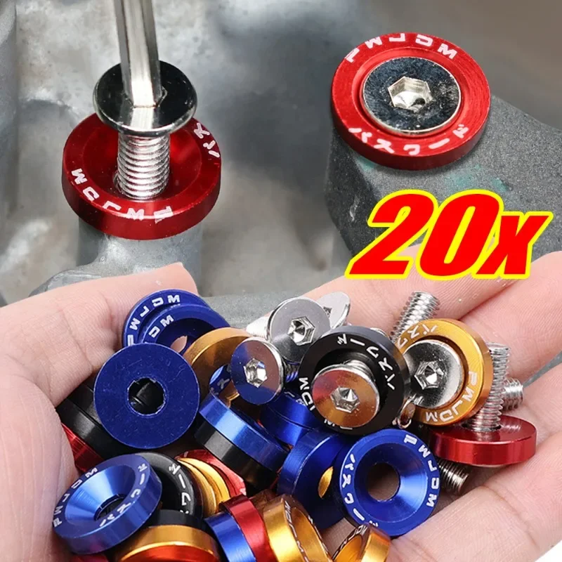 Auto Fasteners JDM Fender Washers M6 Bolt Set Car Modification Gasket Screw Fender Bumper Engine Aluminum Concave Screws Hex Fastener for Honda auto fasteners