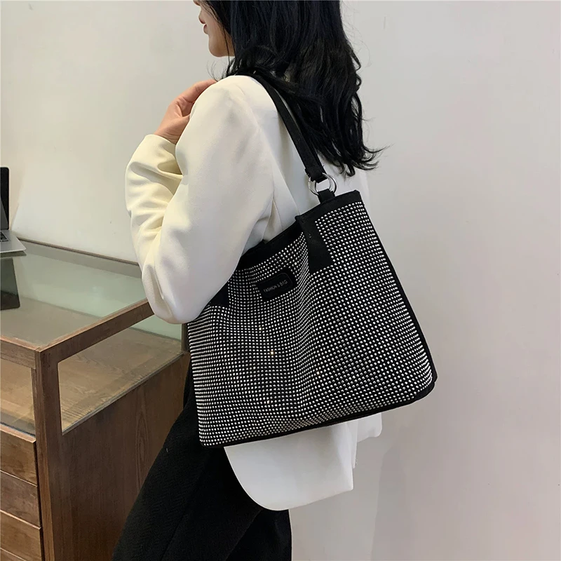 Hasp Pu Ladies Shoulder Bags Diamonds Design Sewing Thread Bags for Women 2025 New Hot Sale Fashion Bolsas Para Mujeres