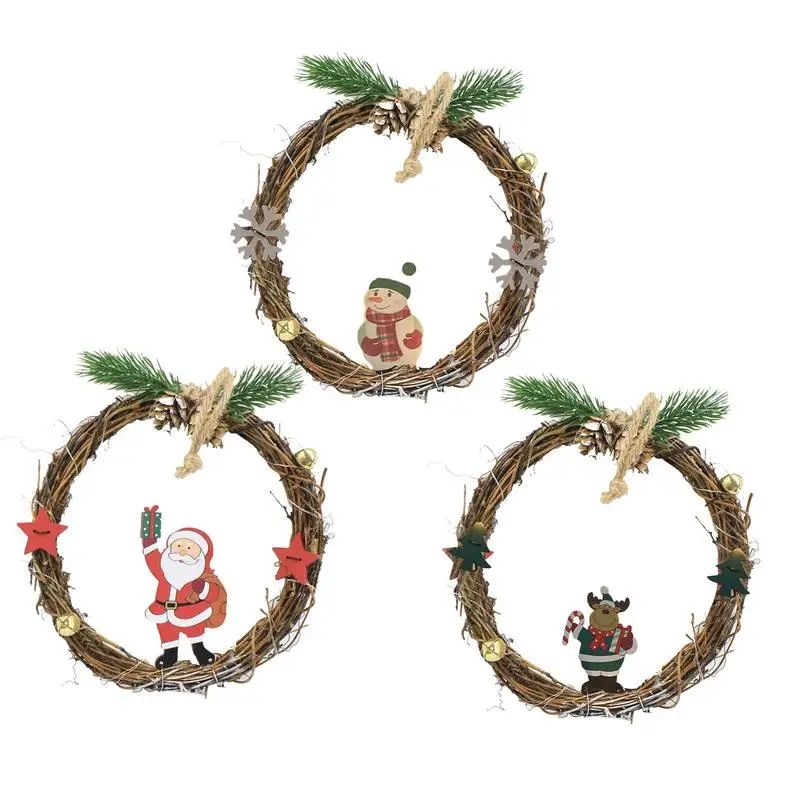 

Christmas Garland Wreath With Light Rattan Light Up Christmas Reef Battery Powered Hangable Decors Small Waterproof For Window
