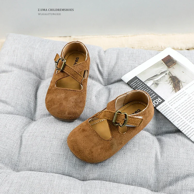New Girl Princess Shoes Leopard Printed Children Fashion Leather Shoes Causal Walking Versatile Kids Flat Hook Loop