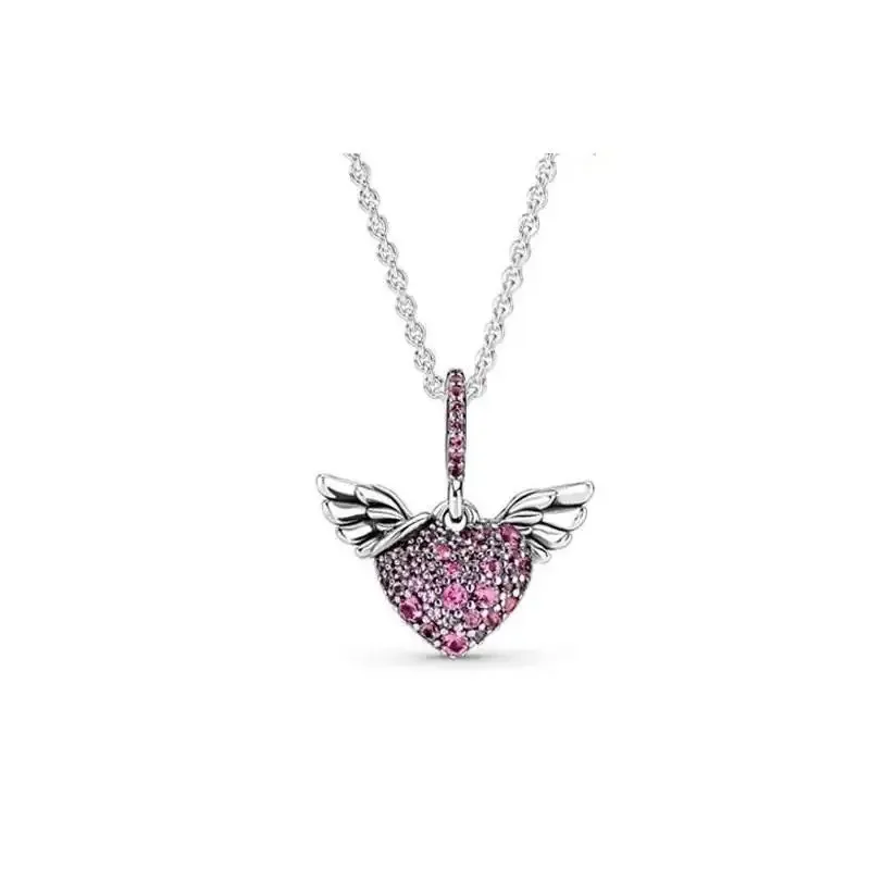 New 925 Silver Original Logo Moments O-shaped Pendant T-shaped Buckle Necklace Women's High Quality Gift 1:1 Original Production