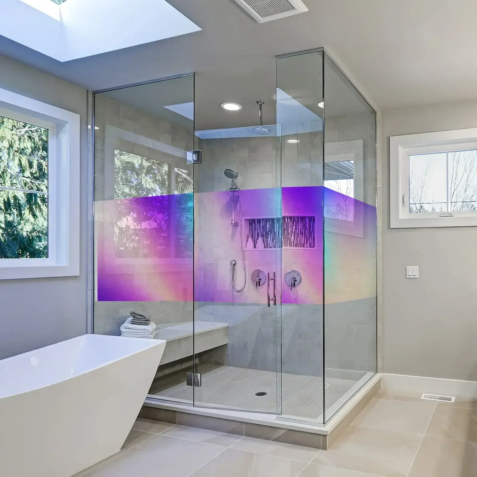 Window Film Window Privacy Film Window Sticker Rainbow Color Dichroic Window Film for Home Decoration Self Adhesive Waterproof Glass Films Stained Transparent Window Tint DIY