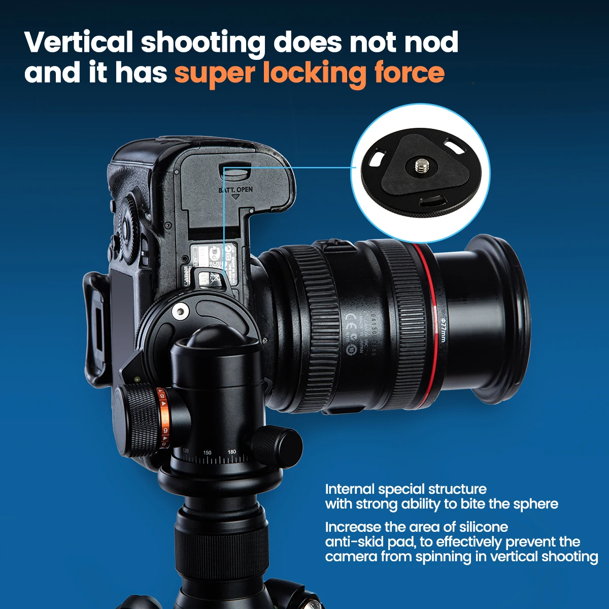 Fotopro Ball Head with I-Speedy Quick Release Mount 360&deg; Rotating Panoramic BallHead for DSLR Camera Tripod FPH-52K