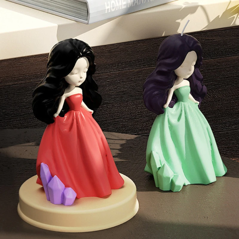 3D Cute Princess Silicone Candle Mould Angel Girl Soap Resin Plaster Making Mold DIY Human Chocolate Baking Tool Home Decor Gift