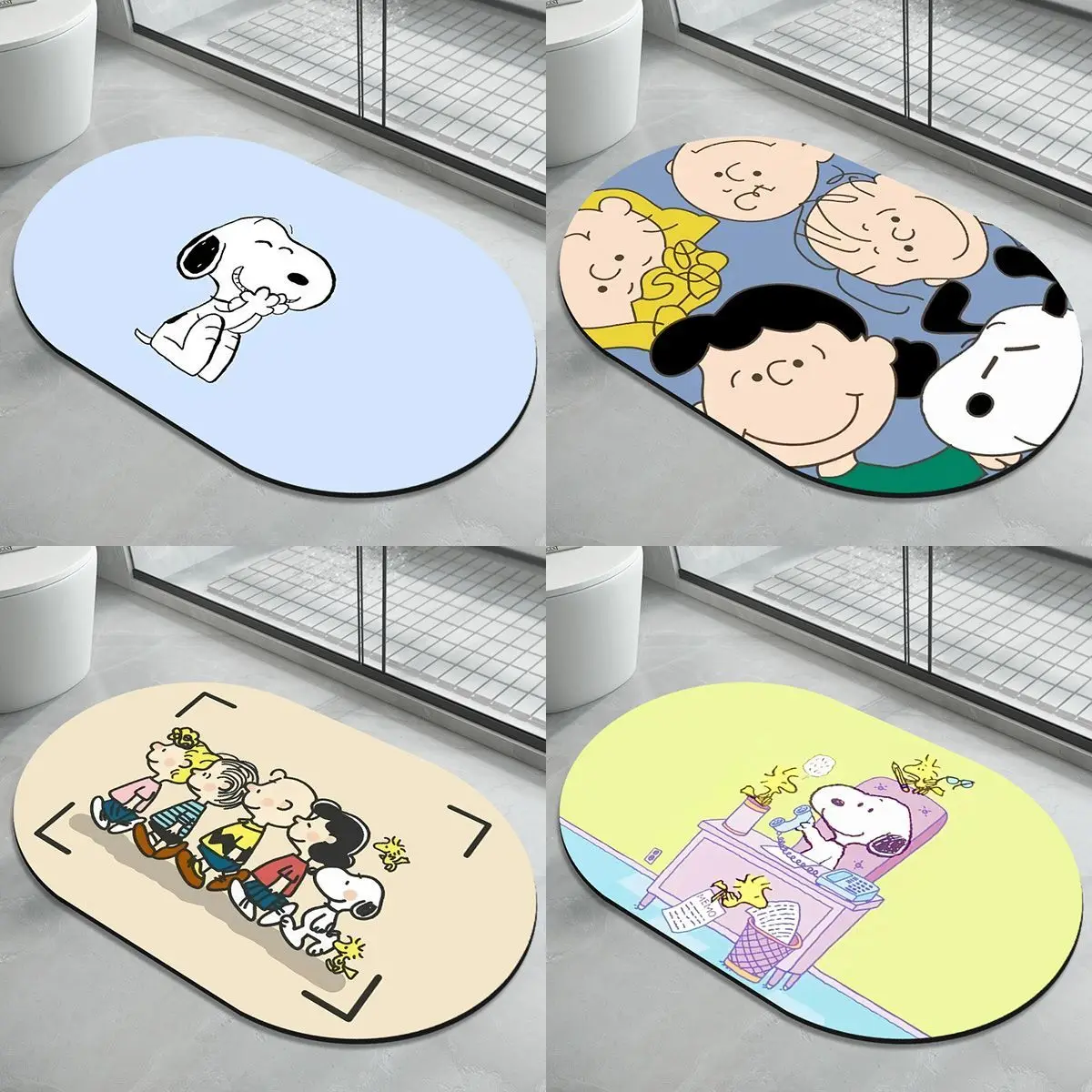 

Snoopy Diatom Ooze Floor Mat Bathroom Step Mat Bathtub Absorbent Non-Slip Toilet Door Quick-Drying Door Mat Home Anime Rug