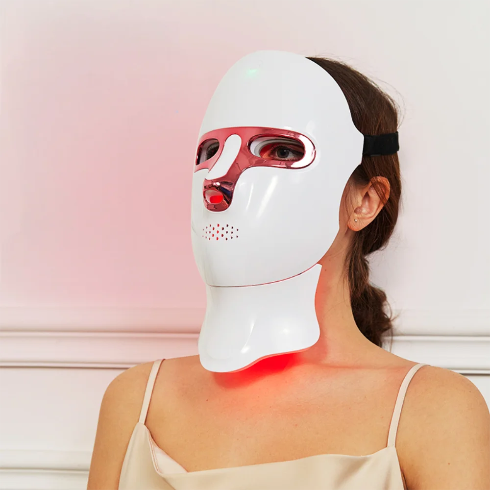 LED Facial Mask Face and Neck 7-1 Colors Light Therapy Skin Beauty Red Light Facial Mask Wireless Rechargeable at Home Use led facial mask