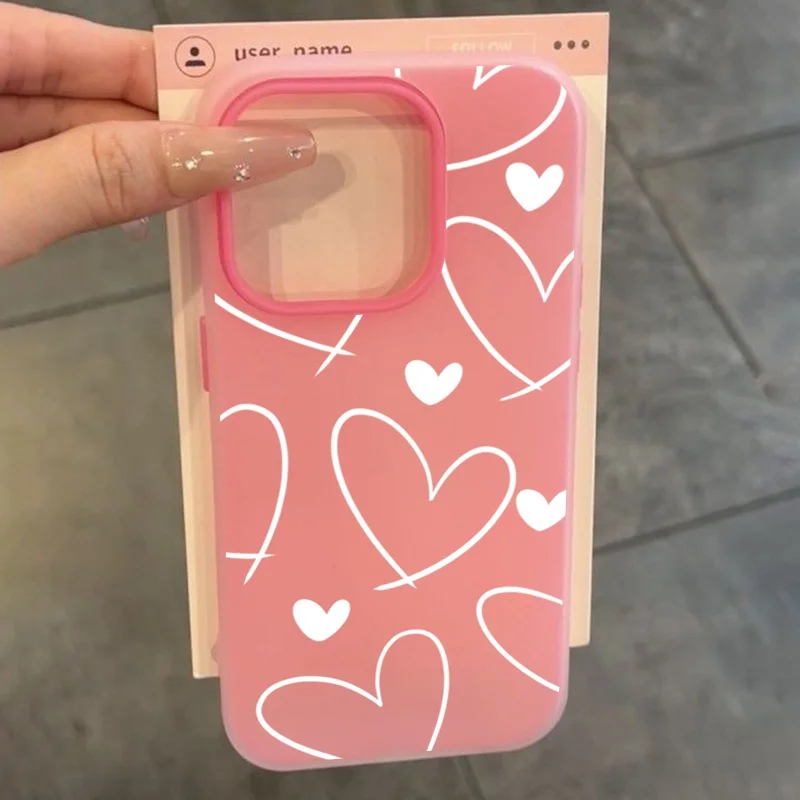 Stylish White Love Heart 2-in-1 Matte Phone Case