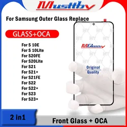 Musttby 5pc S20FE S23FE A54 For Samsung Galaxy S21 S22 S23 S10 PLUS Lite A52S Screen Panel Front Glass With OCA Replacement
