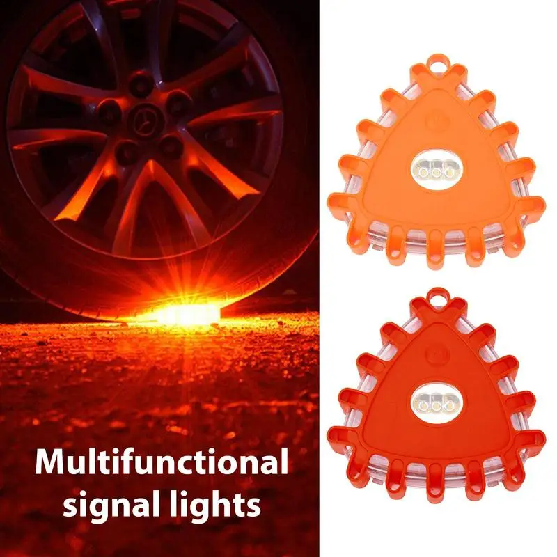 

LED Road Flares Battery Powered Emergency Flashing Lights Roadside Safety Beacon Disc Flashing Warning Flare Kit Magnetic Base