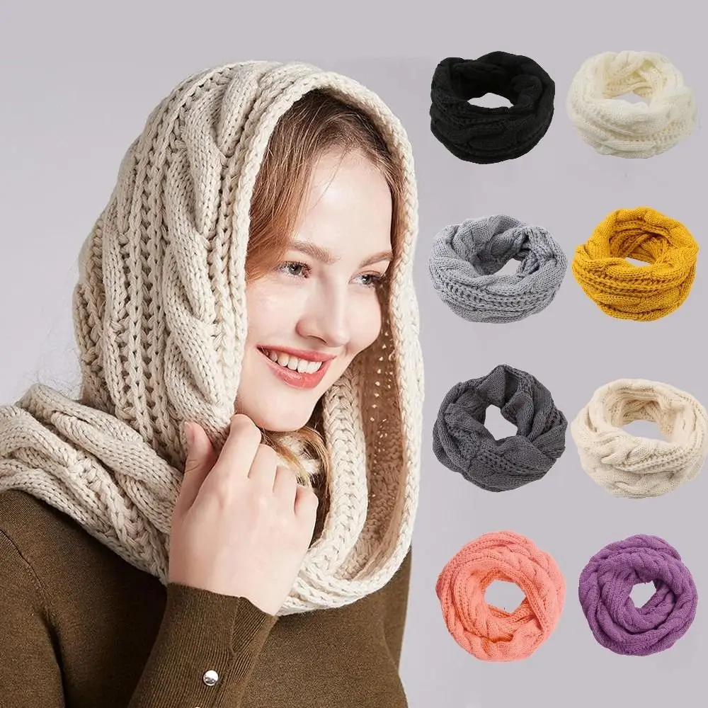 Soft Neck Wraps Knitted Scarf Crochet Thickening Circle Neck Scarf Solid Color Winter Scarf Autumn 3