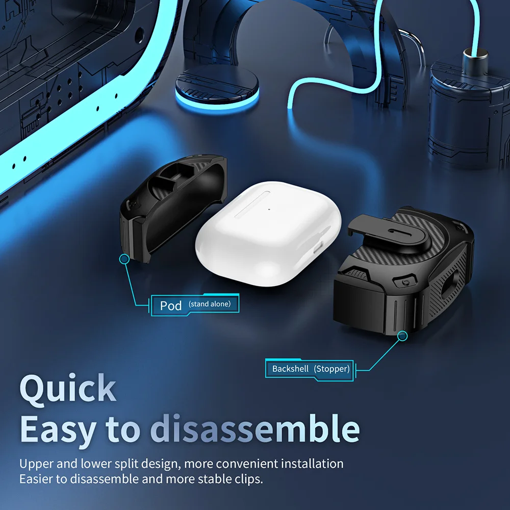 Shockproof TPU Earphone Cover with Keychain Attachment