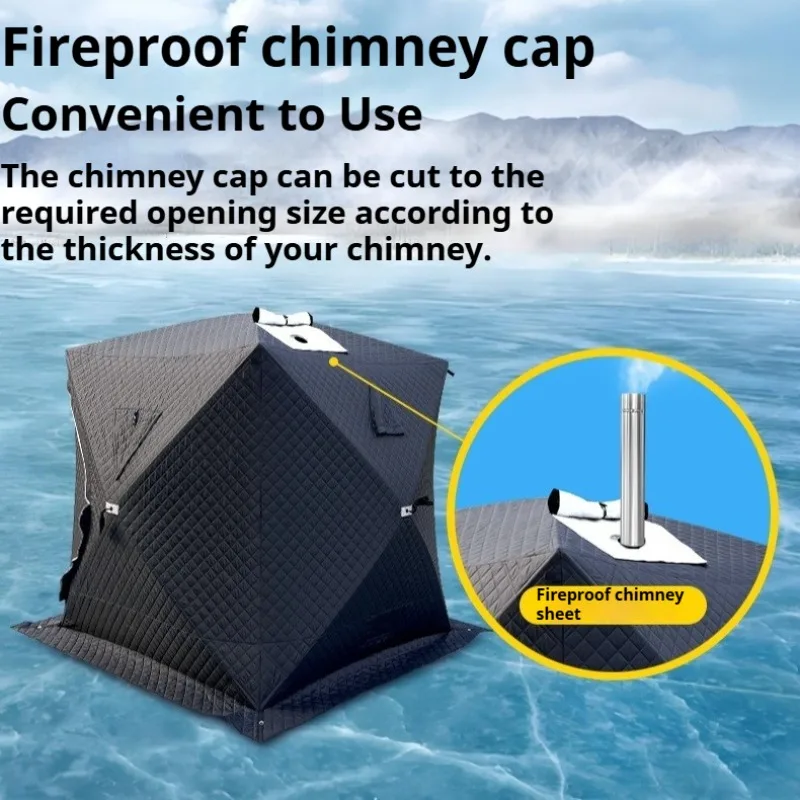 Thickened Winter Fishing Outdoor Tents Convenient Chimney Large Space Warm Tents Snow-proof Multifunctional Camping Supplies 4