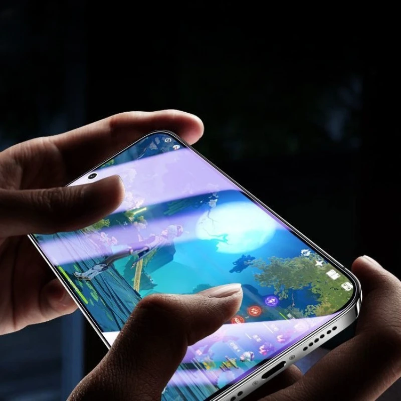 Clear Tempered Glass Protective Screen Protector with Matte Anti-Blue Full Cover Film