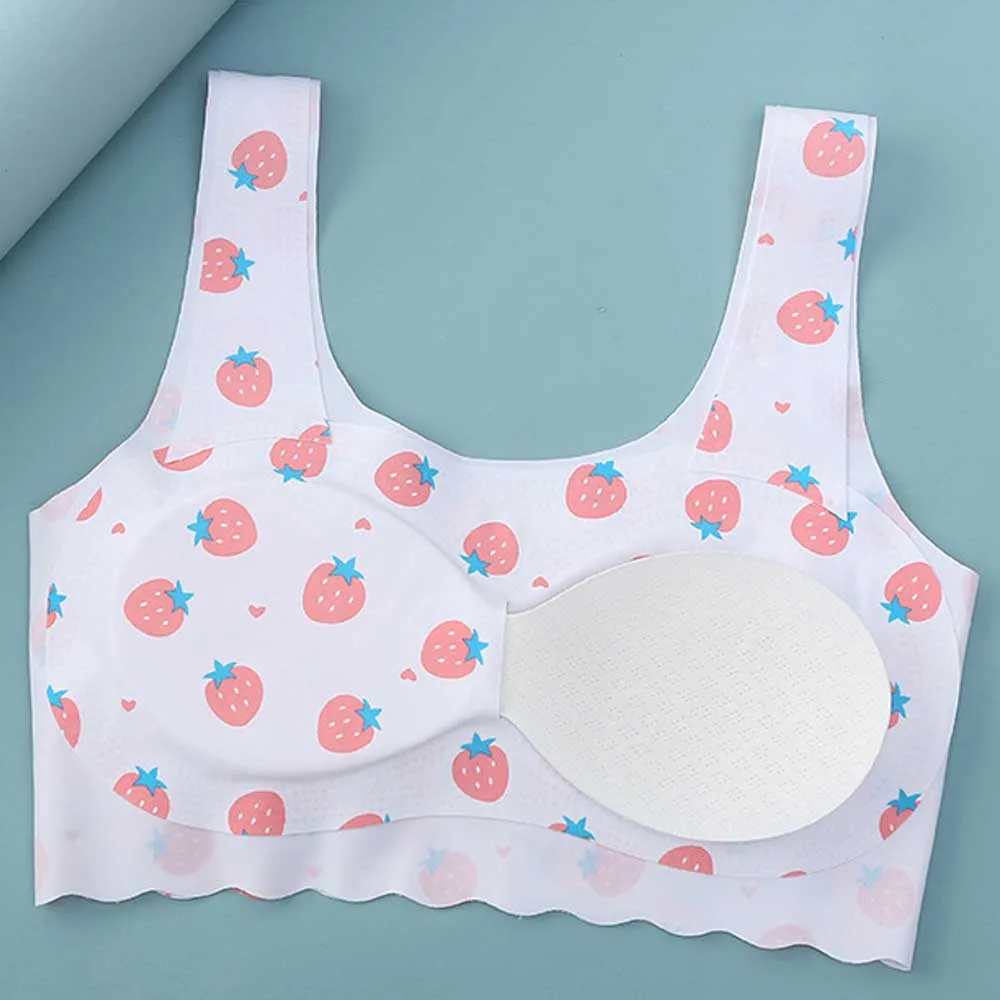 Girls Bra Big Children's Breathable Underwear Kids Cotton Training Bras Student Full Printed Top Teenagers Puberty Crop Top