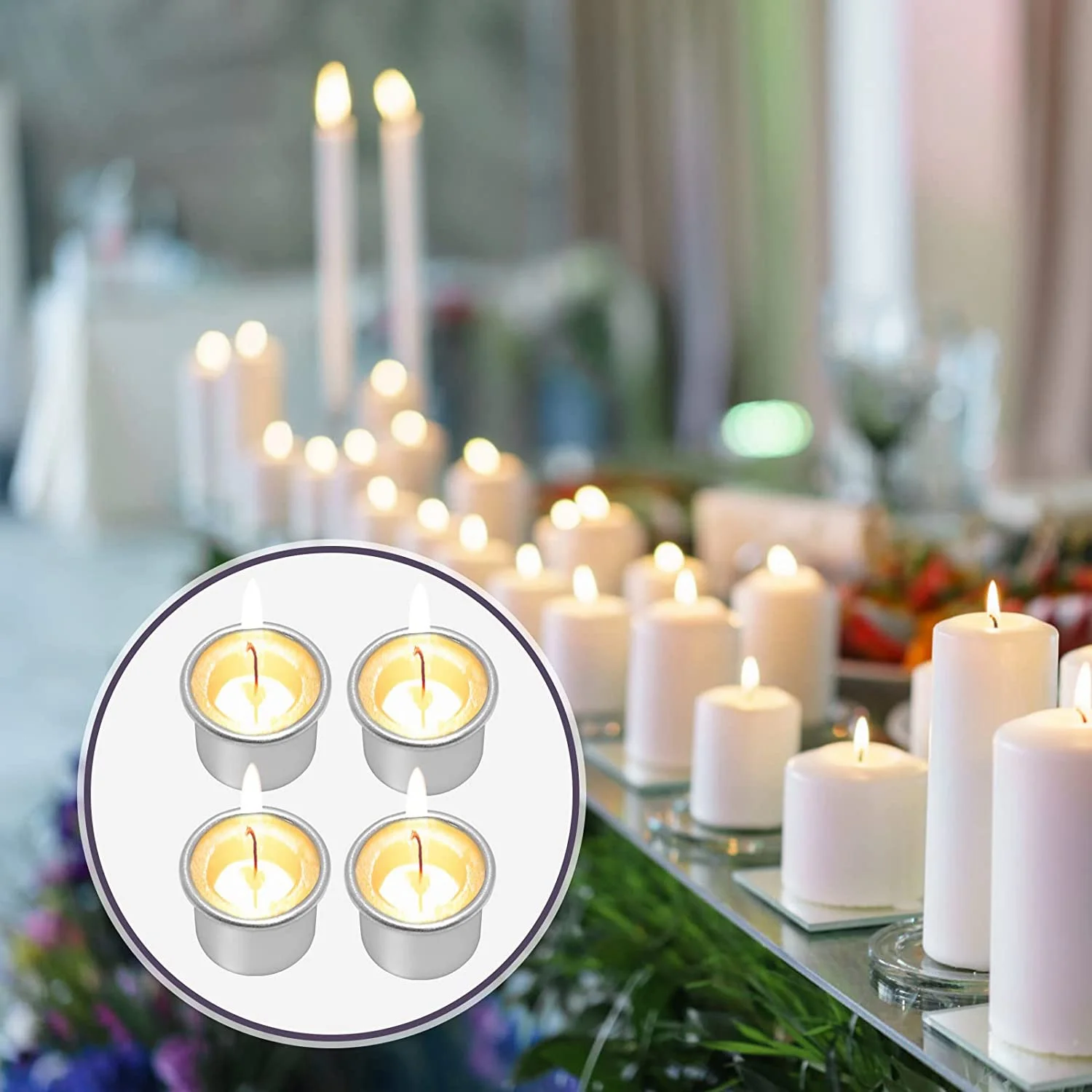 Candle Holders for Taper Candles, Candle Holder, Tea Lights, Candle Insert Table Candles, Candle Holder 30Pcs Silver