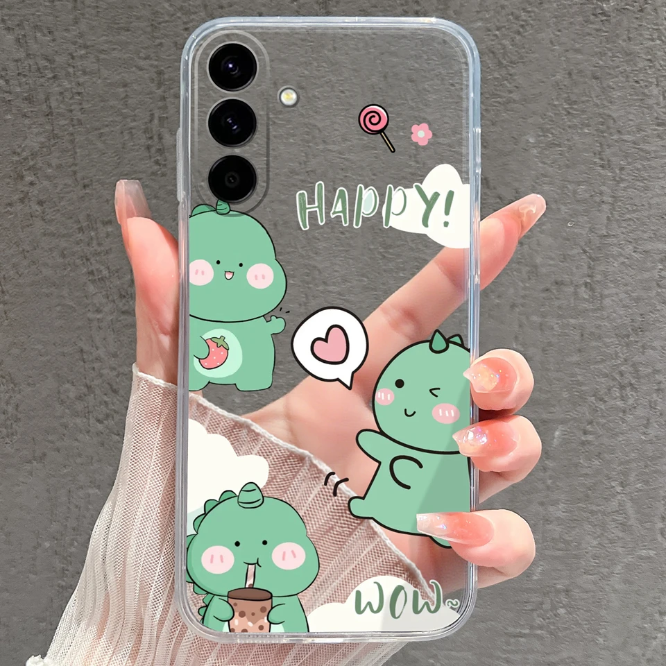 Pink Star Dinosaur Creative Silicone Clear Phone Case - Durable Bumper Housing Design
