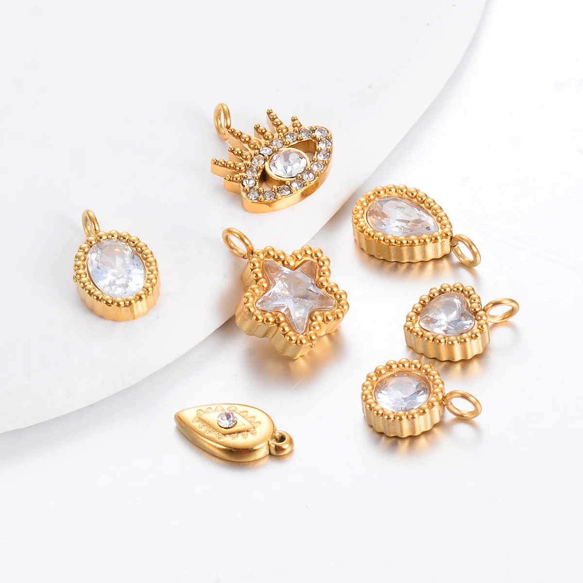 4pcs Stainless Steel Mini Heart/Eyes/Star/Round/Water-Drop