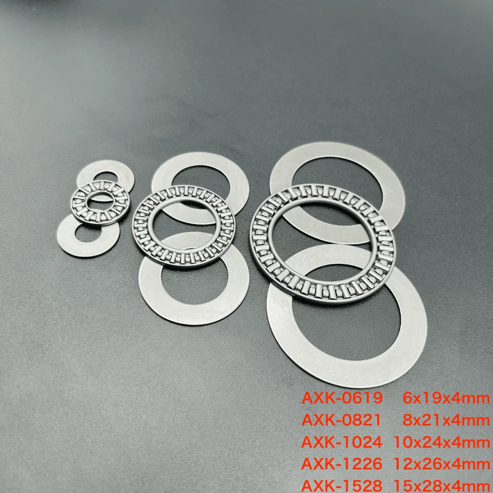 Thrust Needle Roller Bearing With Two Washer 5 Sets AXK0619+2AS AXK0821+2AS AXK1024+2AS AXK1226+2AS AXK1528+2AS 3-in-1