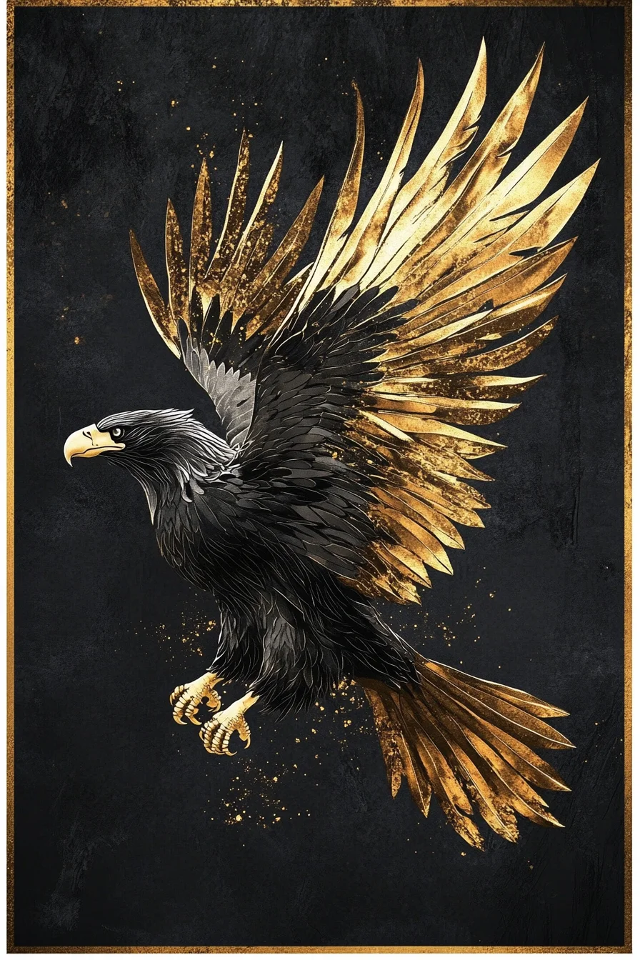 Black Gold wolf tiger eagle lion Canvas Painting Metal Poster Wall Art Nordic Aesthetic Picture Living Room Decor