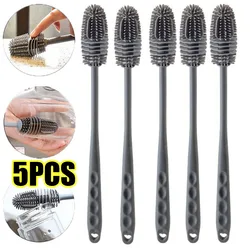 Silicone Long Handle Bottle & Glass Cleaning Brush - Versatile Kitchen Tool (5PCS)