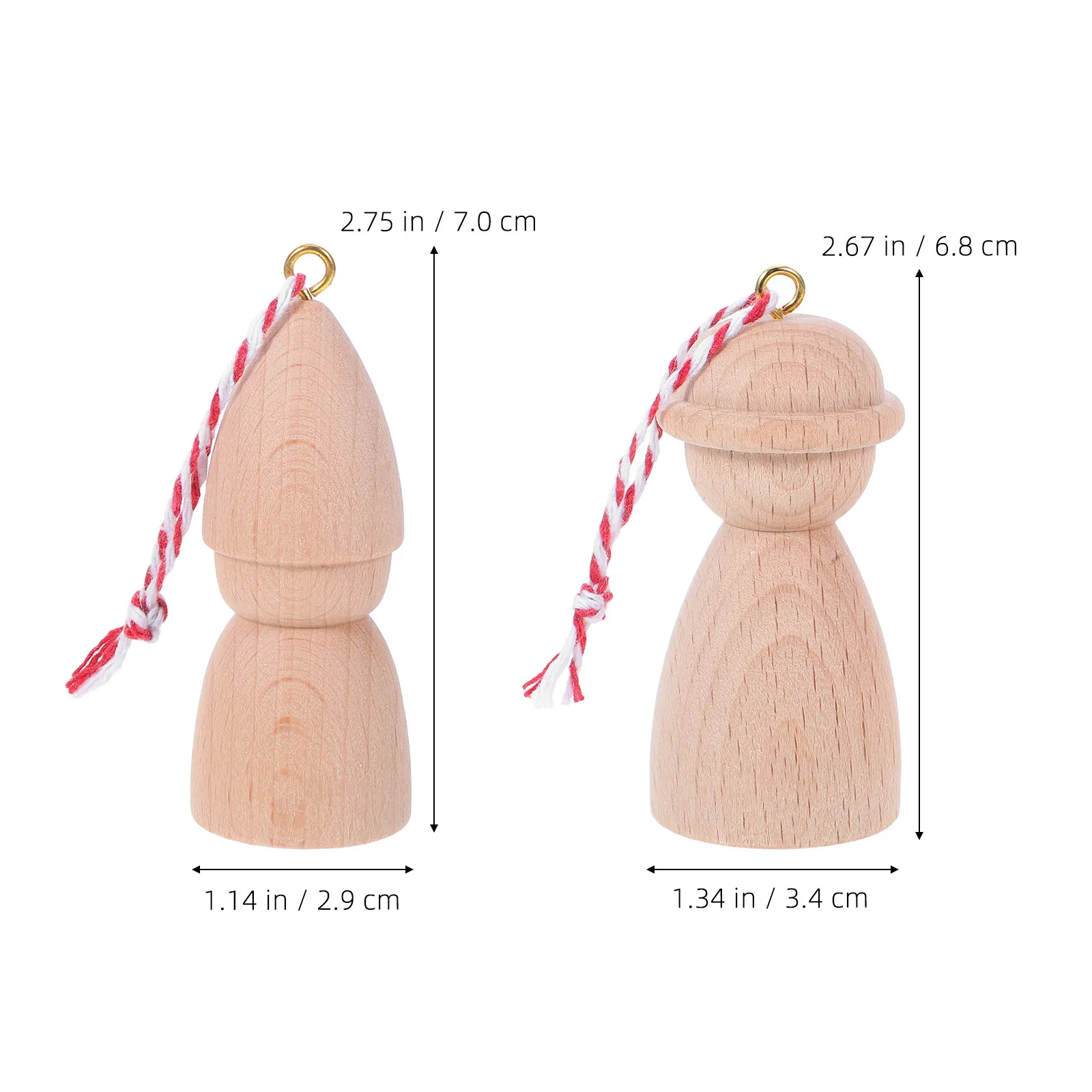 4개의 미완성 나무 페그, 작은 공백 페인트칠 공예 나무 조각, DIY 사람 모양 장식, 자동차 및 가정용 걸이 장식