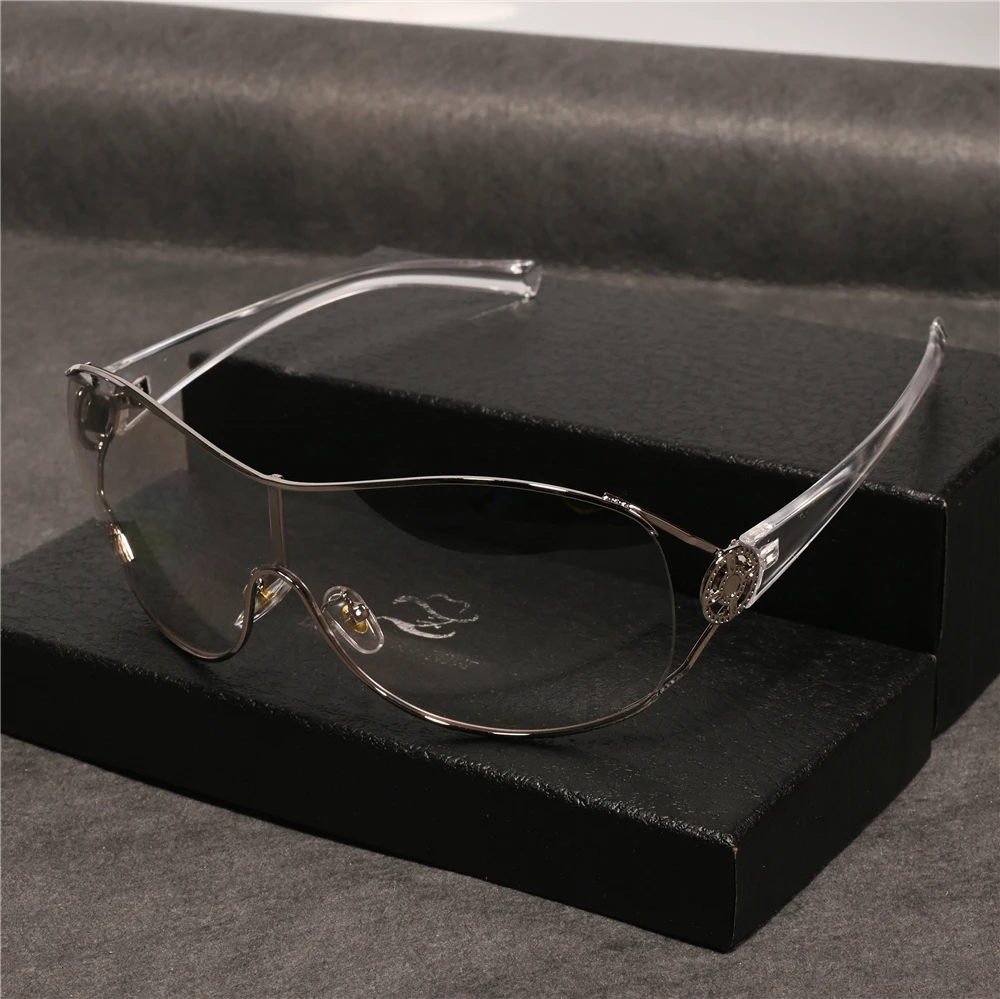 

Vazrobe Luxury Brand Sunglasses Women Sun Glasses for Female Steampunk Fashion Black Transparent Pink Brown One-piece Lens